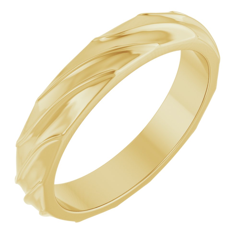 14K Yellow Gold 4 mm Ridged Band Size 10