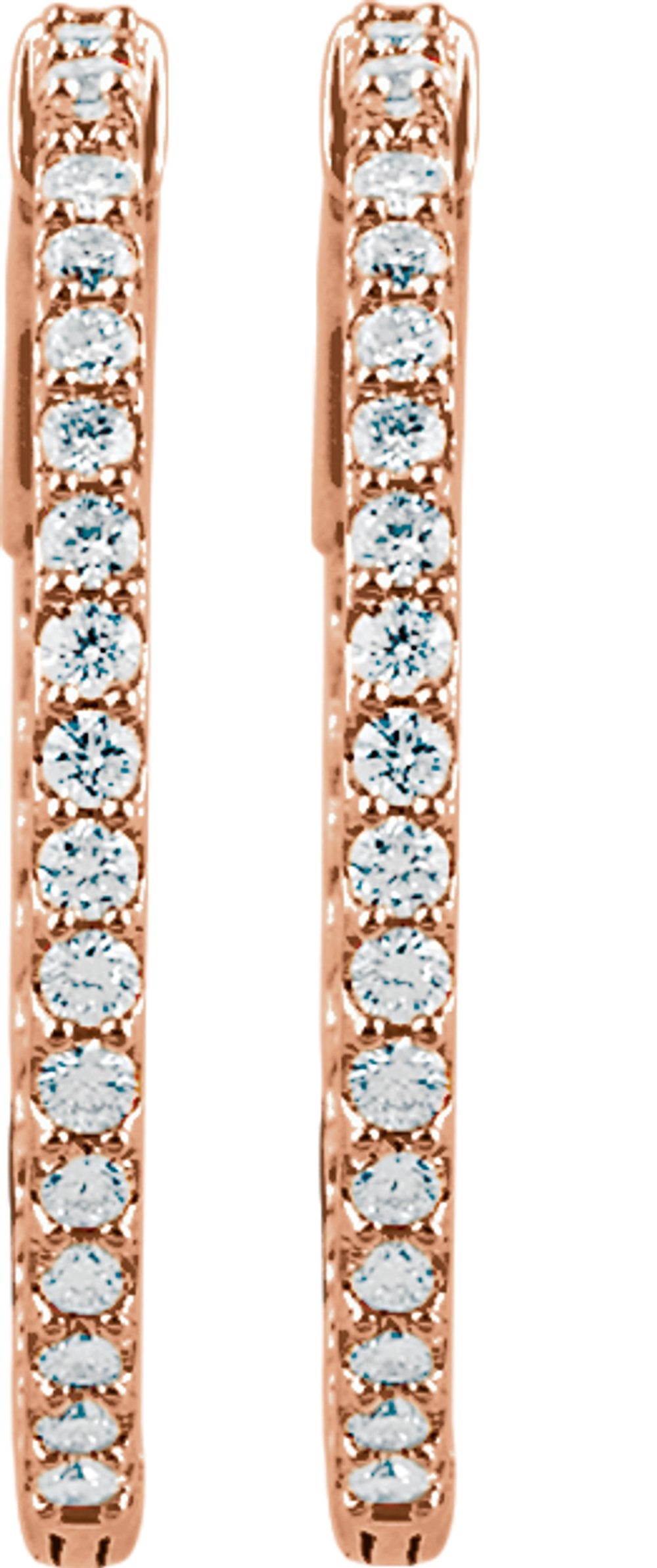 14K Rose Gold 1 CTW Natural Diamond Inside-Outside 26.5 mm Hinged Hoop Earrings