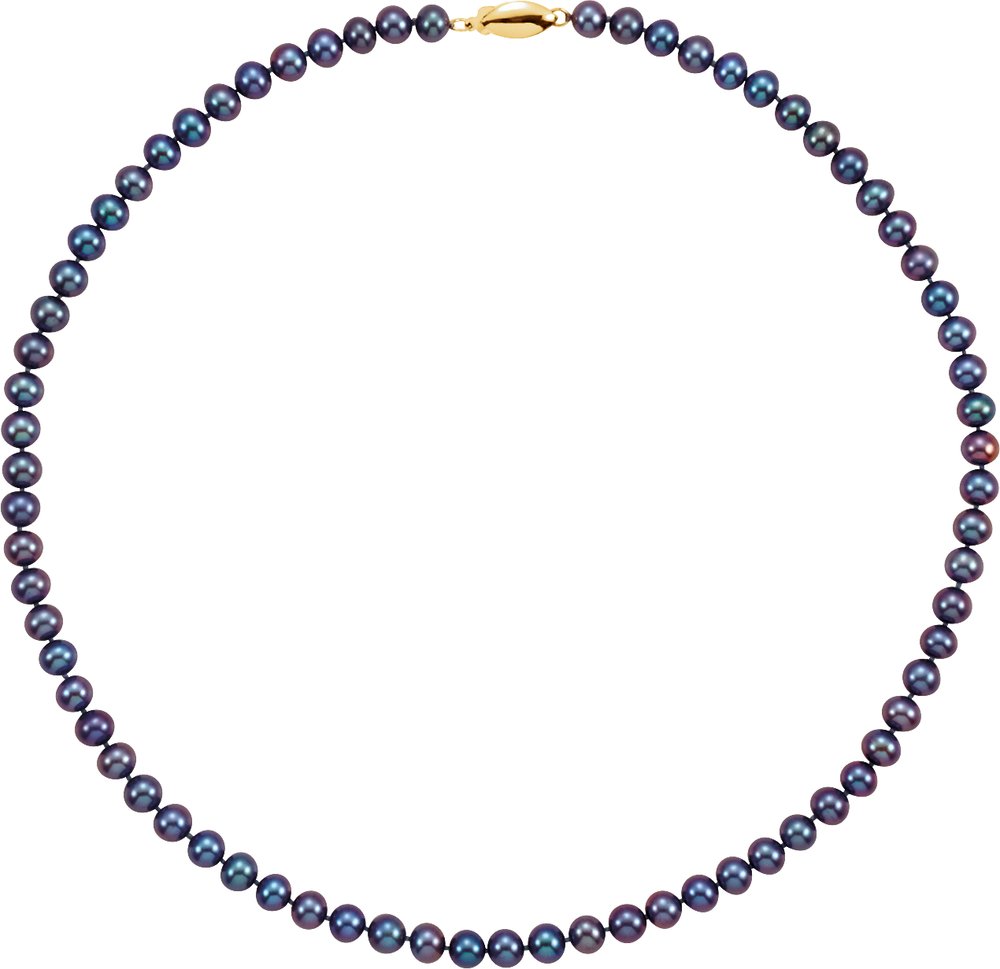 14K Yellow Panache® Cultured Black Freshwater Pearl 16" Necklace