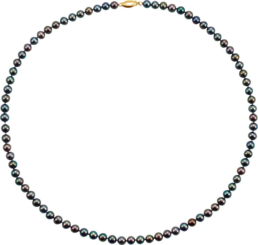 14K Yellow Panache® Cultured Black Freshwater Pearl 20" Necklace