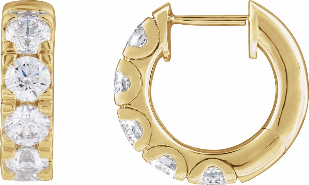 14K Yellow Gold 1 7/8 CTW Lab-Grown Diamond Hinged 14.7 mm Hoop Earrings