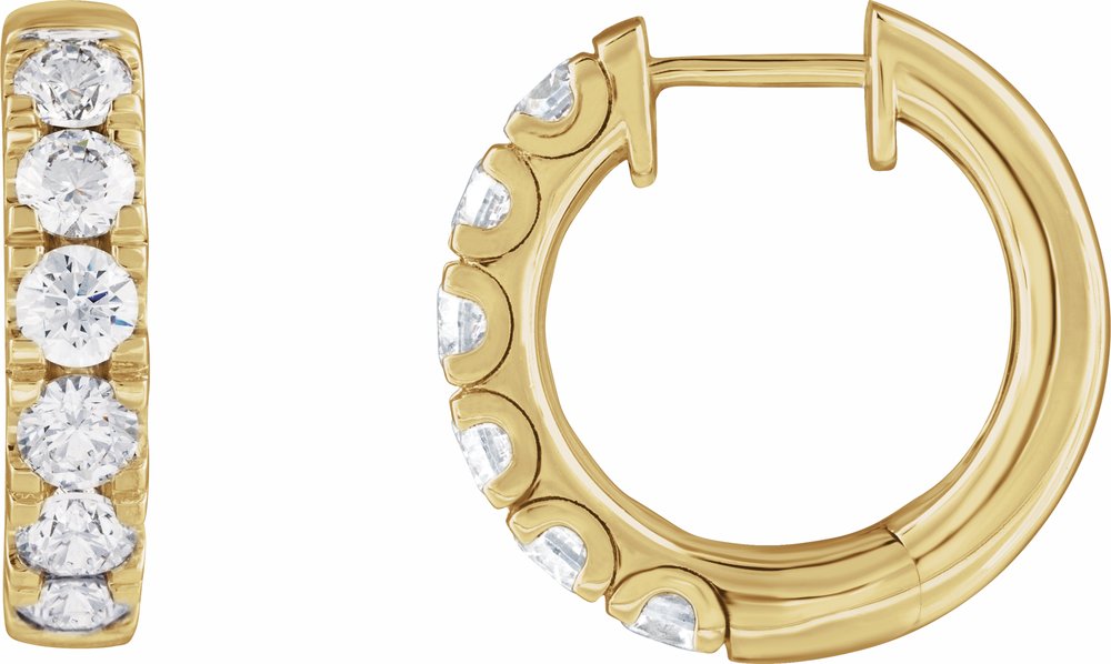 14K Yellow Gold 2 1/4 CTW Lab-Grown Diamond Hinged 19.45 mm Hoop Earrings