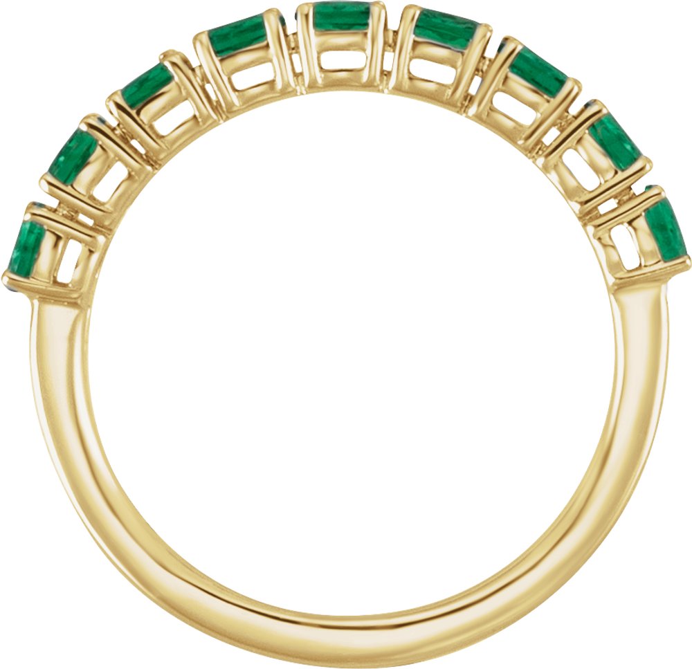 14K Yellow Gold Lab-Grown Emerald & 9/10 CTW Lab-Grown Diamond Ring