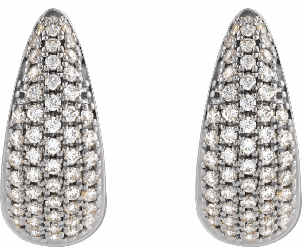14K White Gold 1/2 CTW Natural Diamond Hinged 14.75 mm Hoop Earrings