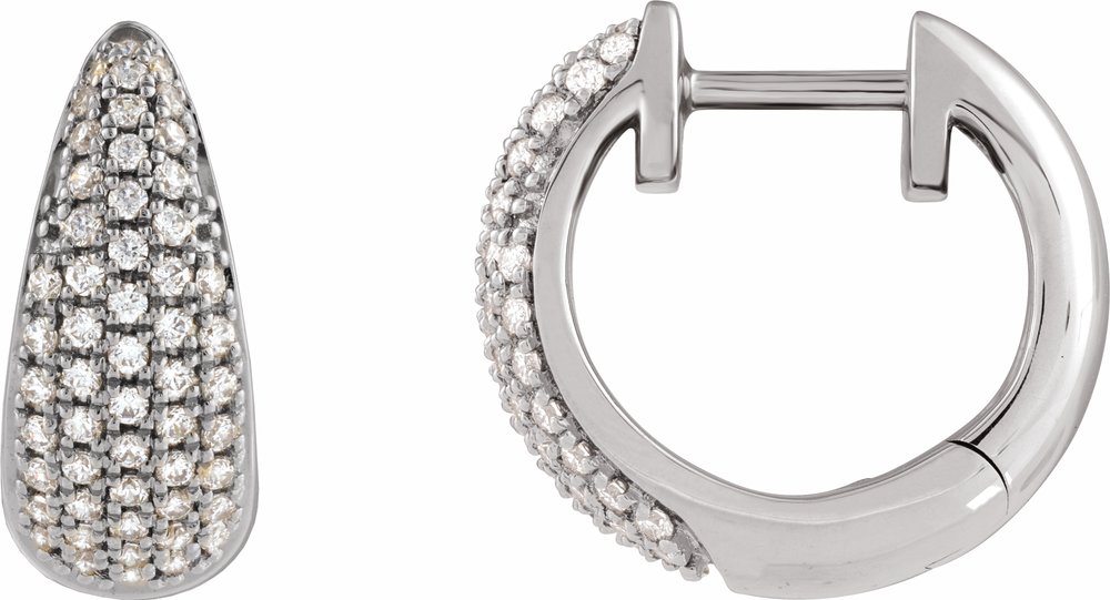 14K White Gold 1/2 CTW Natural Diamond Hinged 14.75 mm Hoop Earrings