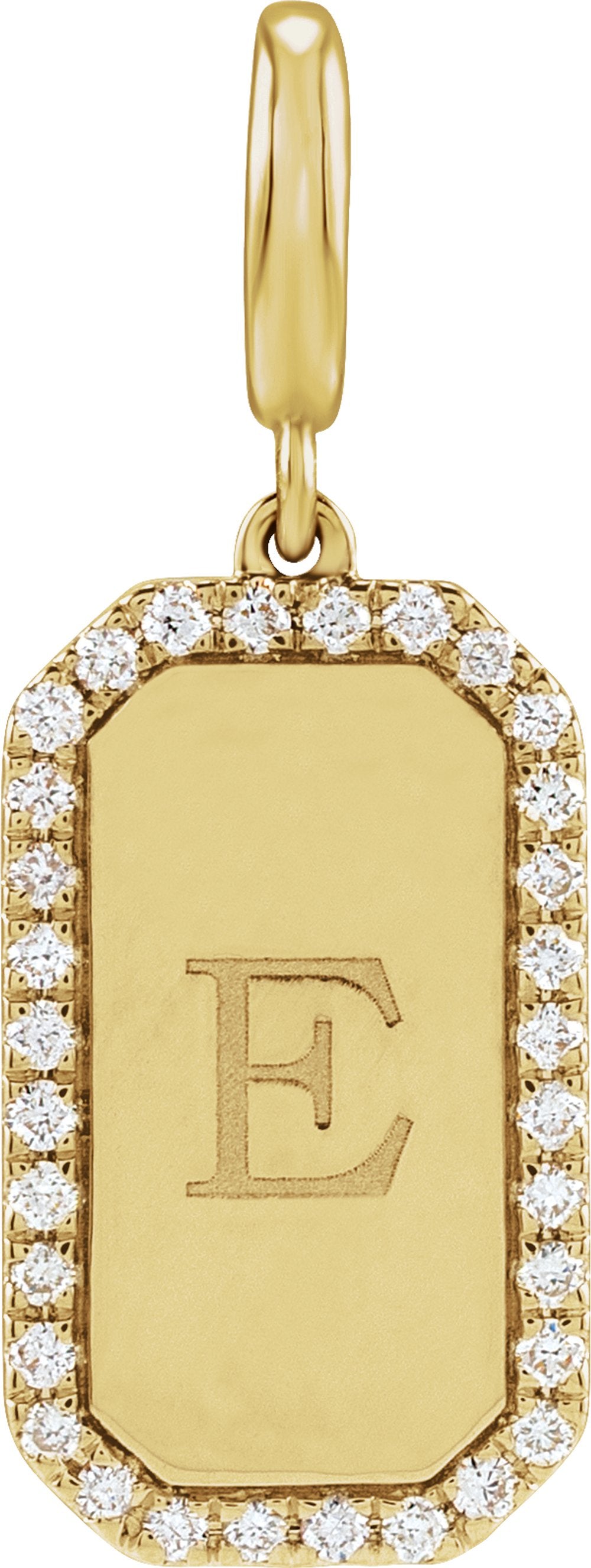 14K Yellow Gold Engravable 1/6 CTW Natural Diamond Dog Tag Charm/Pendant