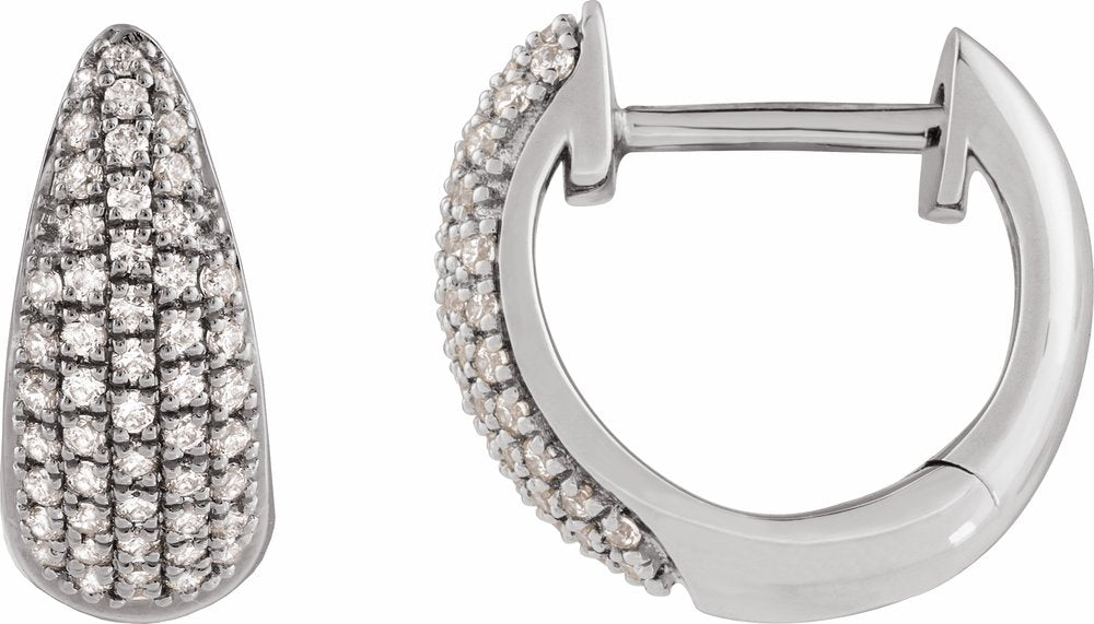 14K White Gold 1/3 CTW Natural Diamond Hinged 11 mm Hoop Earrings