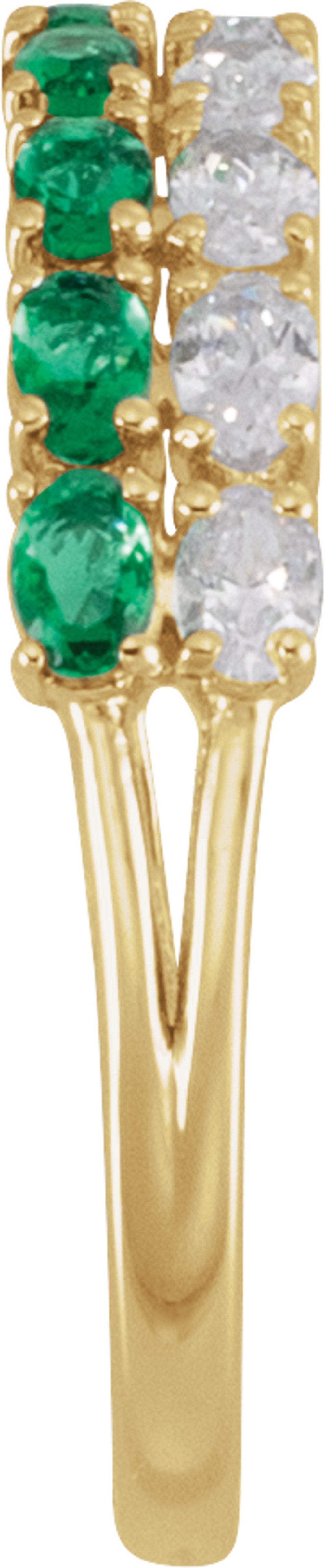 14K Yellow Gold Lab-Grown Emerald & 9/10 CTW Lab-Grown Diamond Ring