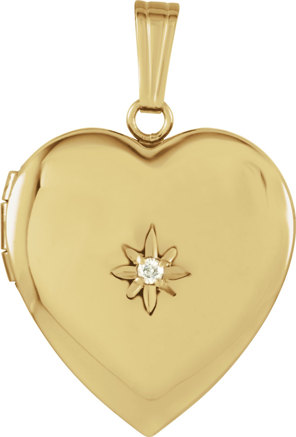 14K Yellow Gold .02 CT Natural Diamond Heart Locket