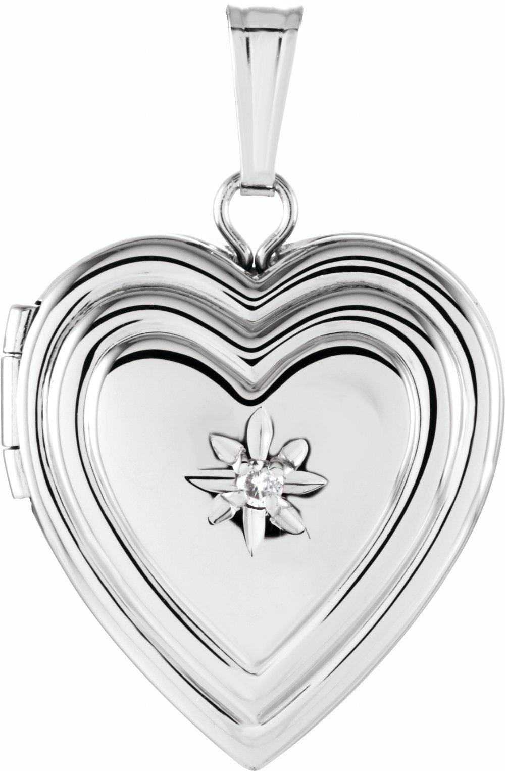 Sterling Silver .01 CTW Natural Diamond 15 mm Heart Locket