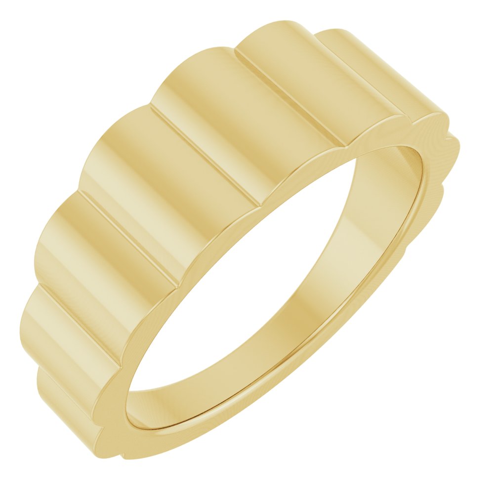 14K Yellow Gold 7 mm Grooved Tapered Band Size 7
