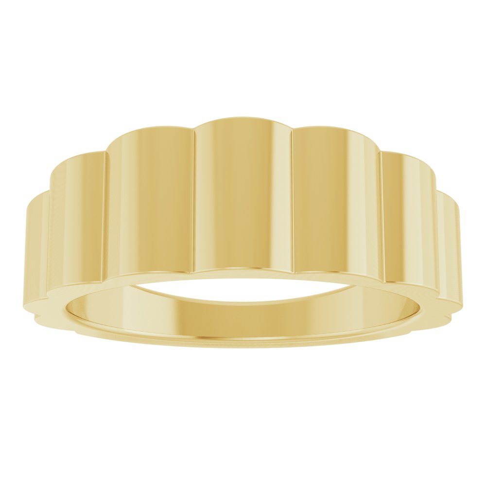 14K Yellow Gold 7 mm Grooved Tapered Band Size 7