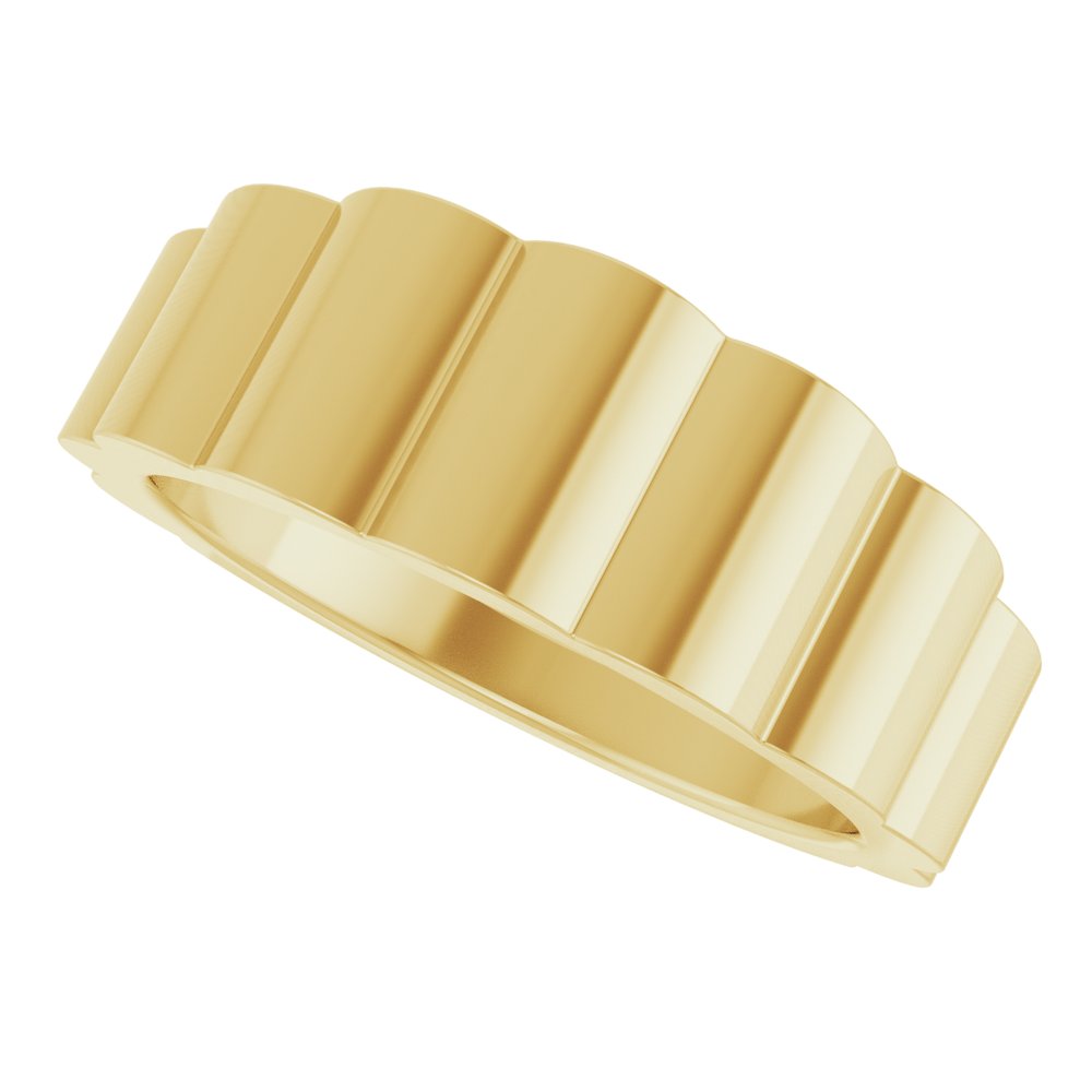 14K Yellow Gold 7 mm Grooved Tapered Band Size 7