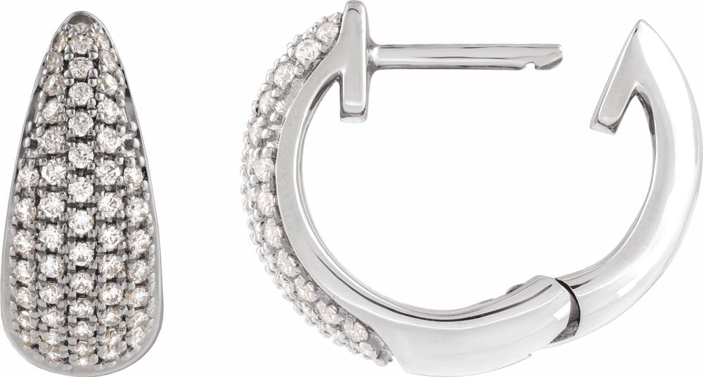 14K White Gold 1/2 CTW Natural Diamond Hinged 14.75 mm Hoop Earrings