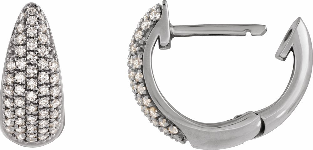 14K White Gold 1/3 CTW Natural Diamond Hinged 11 mm Hoop Earrings