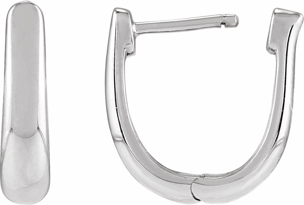 14K White Gold Hinged 15 mm Hoop Earrings