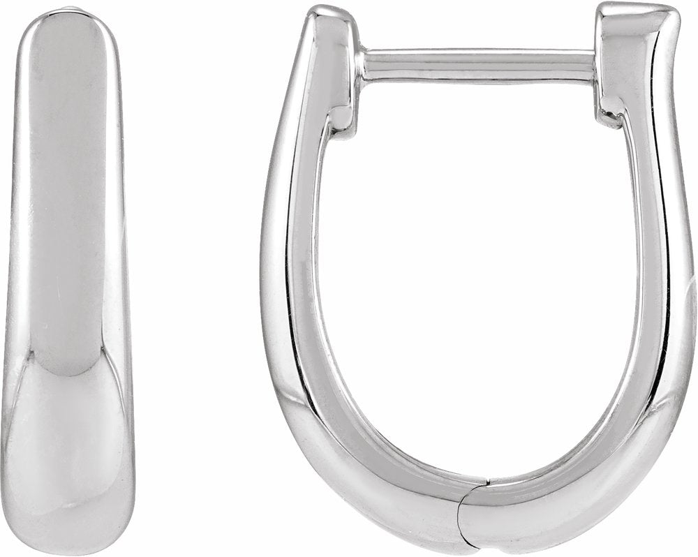 14K White Gold Hinged 15 mm Hoop Earrings