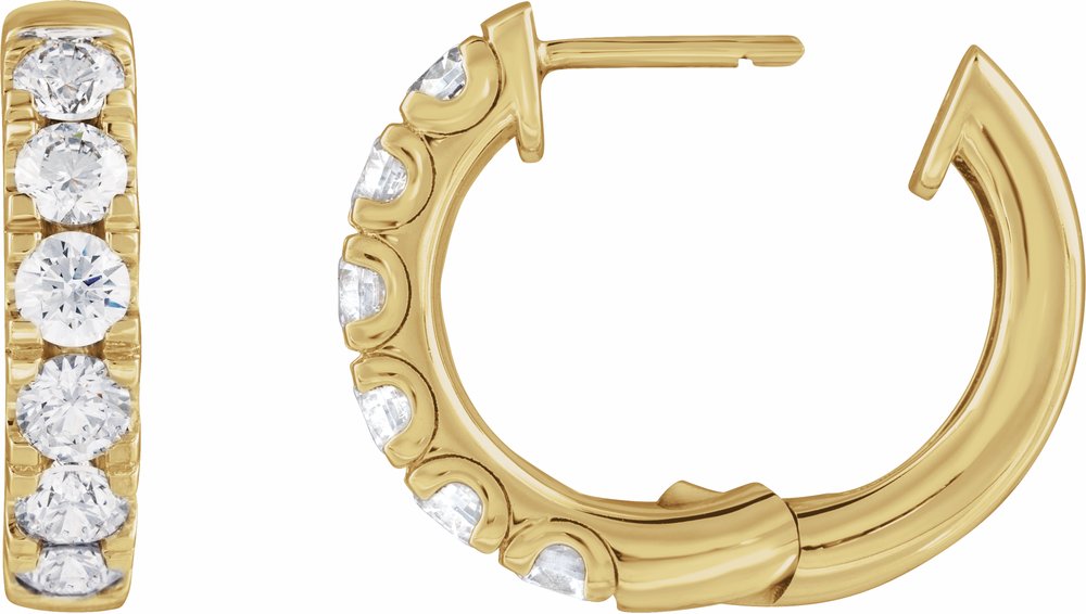 14K Yellow Gold 2 1/4 CTW Lab-Grown Diamond Hinged 19.45 mm Hoop Earrings