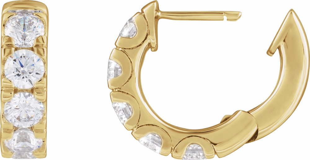 14K Yellow Gold 1 7/8 CTW Lab-Grown Diamond Hinged 14.7 mm Hoop Earrings