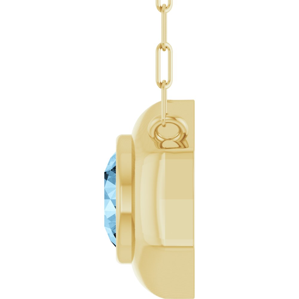 14K Yellow Gold Natural Sky Blue Topaz Geometric 18" Necklace