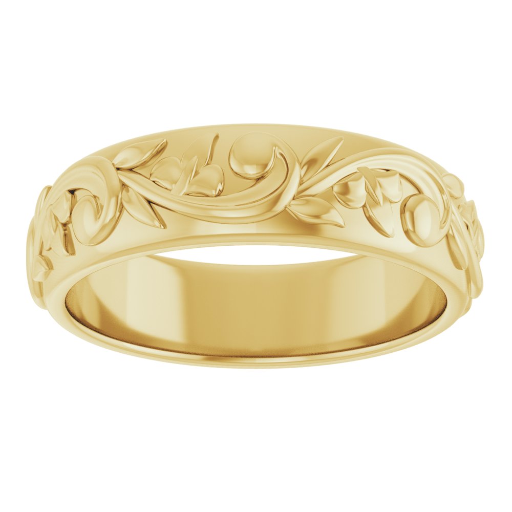 14K Yellow Gold 5.4 mm Sculptural Band Size 7