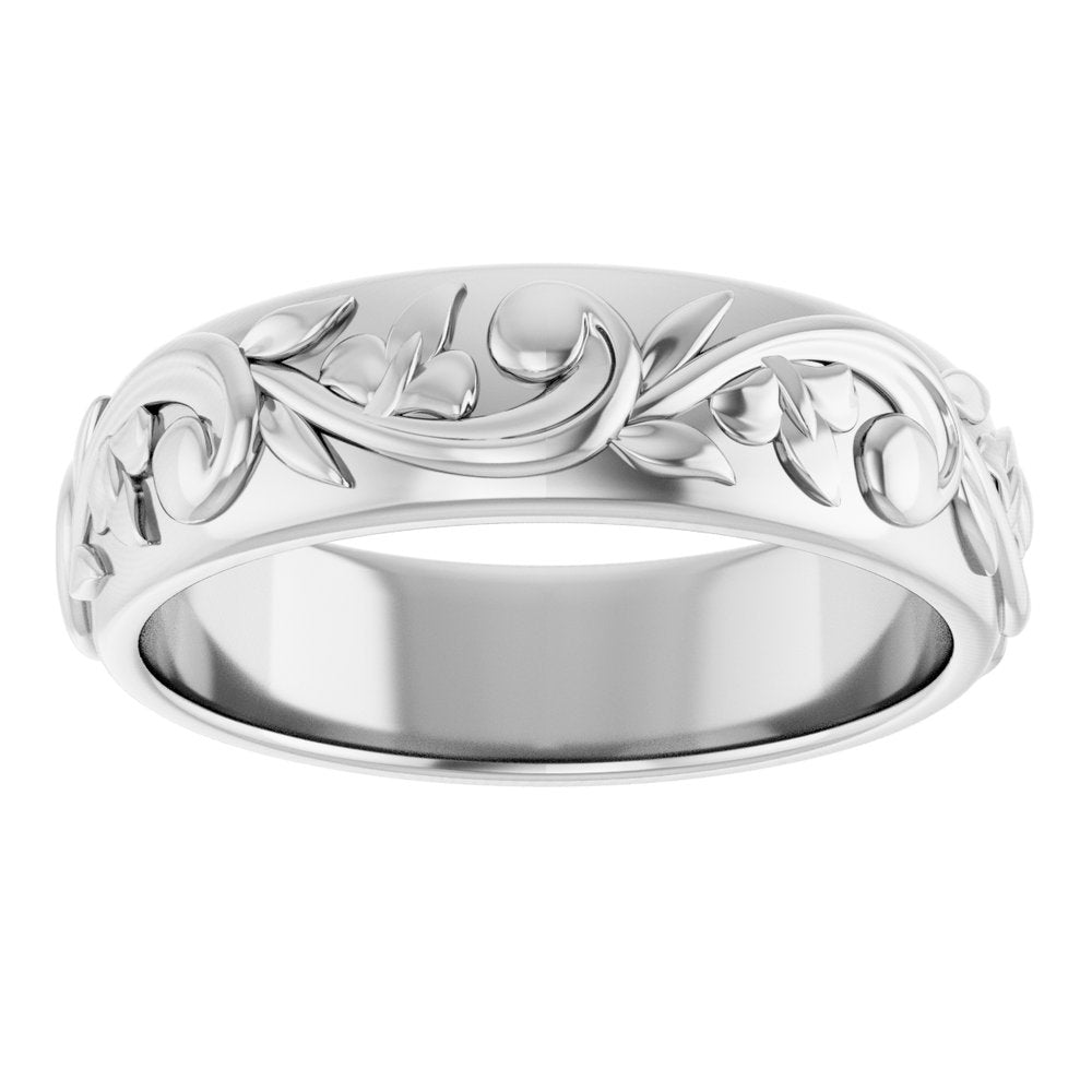 14K White Gold 5.4 mm Sculptural Band Size 7