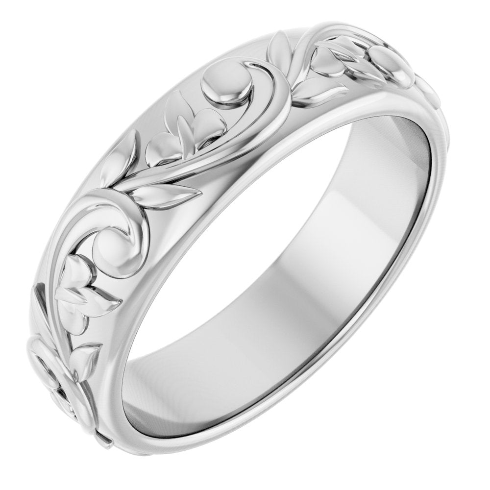 14K White Gold 5.4 mm Sculptural Band Size 7