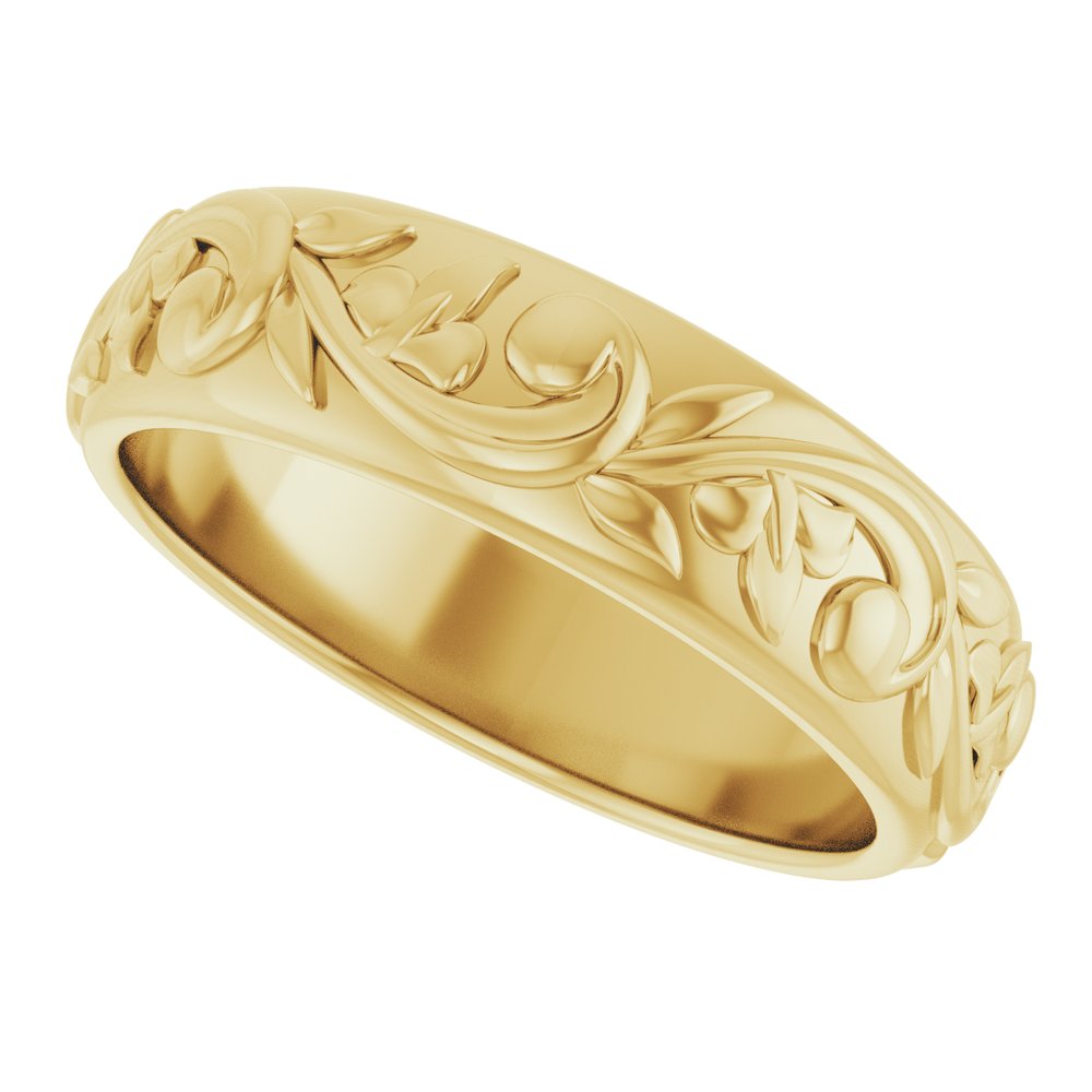 14K Yellow Gold 5.4 mm Sculptural Band Size 7
