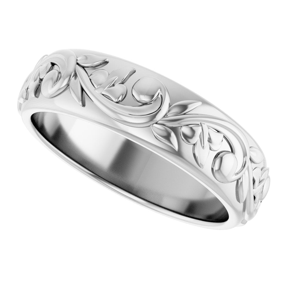 14K White Gold 5.4 mm Sculptural Band Size 7