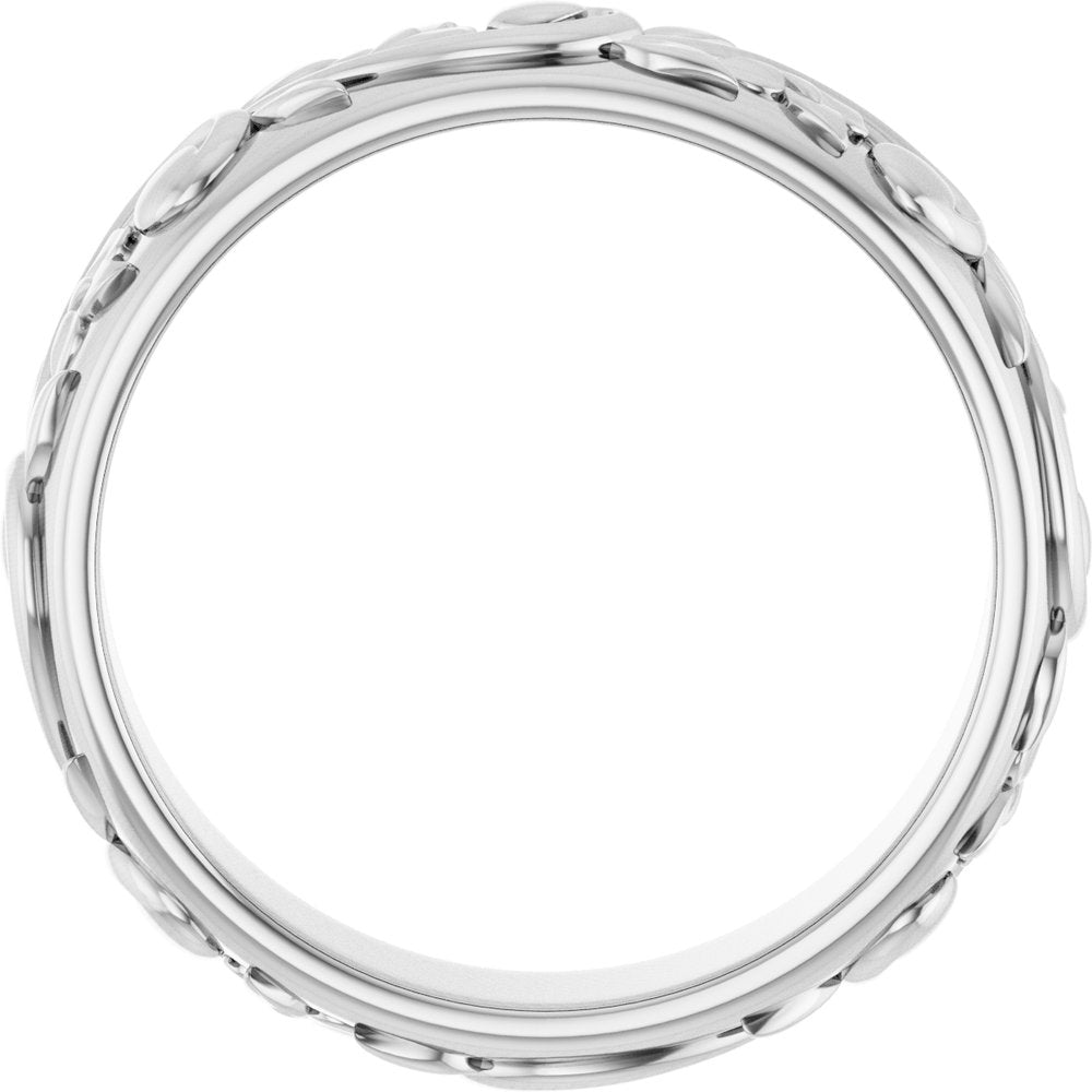14K White Gold 5.4 mm Sculptural Band Size 7