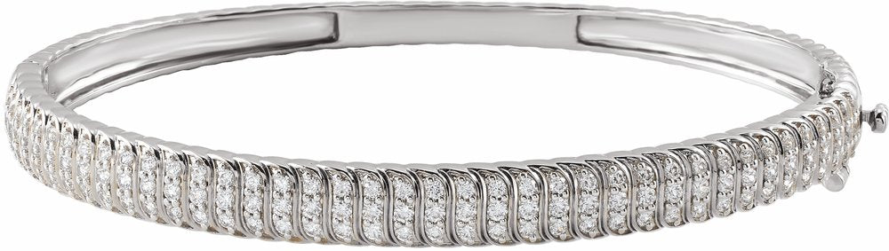14K White Gold 1 3/8 CTW Lab-Grown Diamond Bangle 7" Bracelet