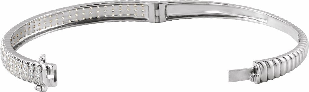 14K White Gold 1 3/8 CTW Lab-Grown Diamond Bangle 7" Bracelet