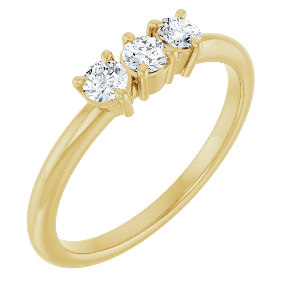 14K Yellow Gold 1/4 Lab-Grown Diamond Three-Stone Ring
