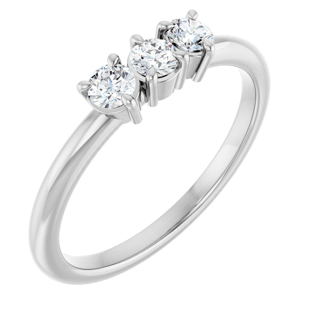 14K White Gold 1/4 Lab-Grown Diamond Three-Stone Ring