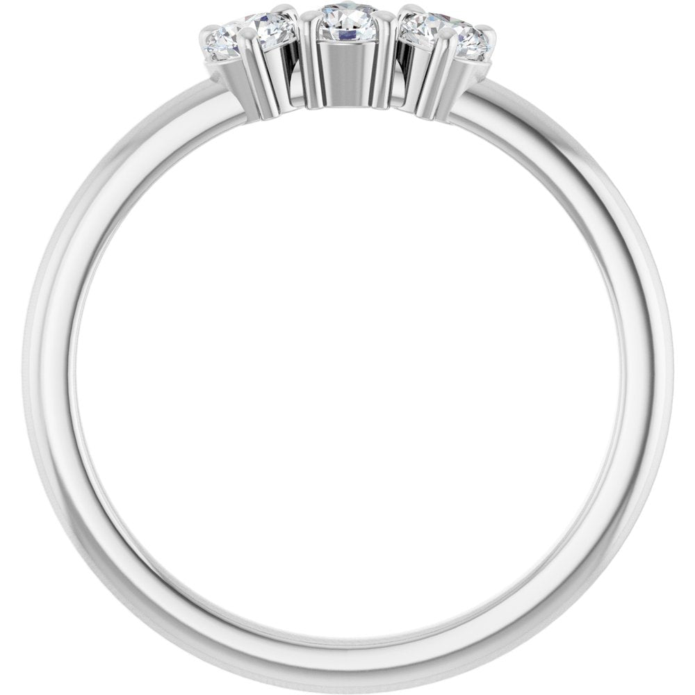 14K White Gold 1/4 Lab-Grown Diamond Three-Stone Ring