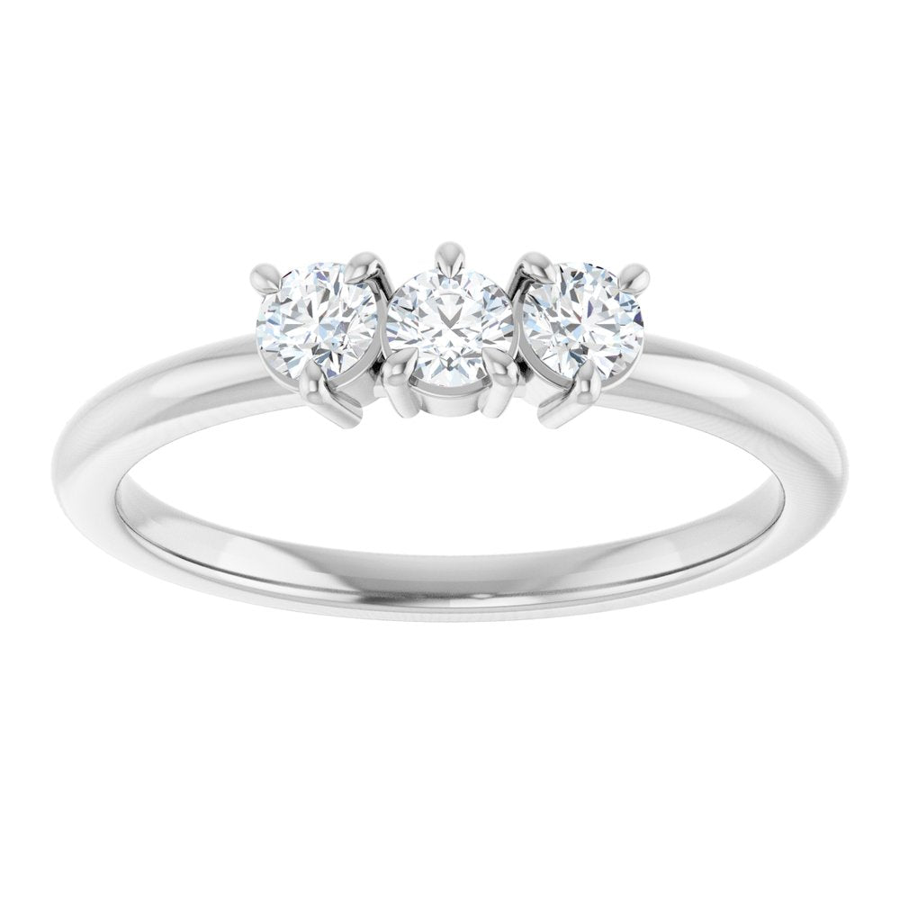 14K White Gold 1/4 Lab-Grown Diamond Three-Stone Ring