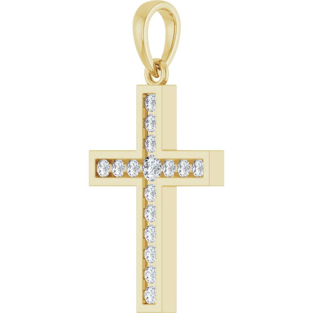 14K Yellow Gold 1/4 CTW Natural Diamond Cross Pendant