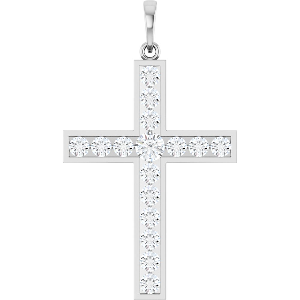 14K White Gold 1 CTW Lab-Grown Diamond Cross Pendant