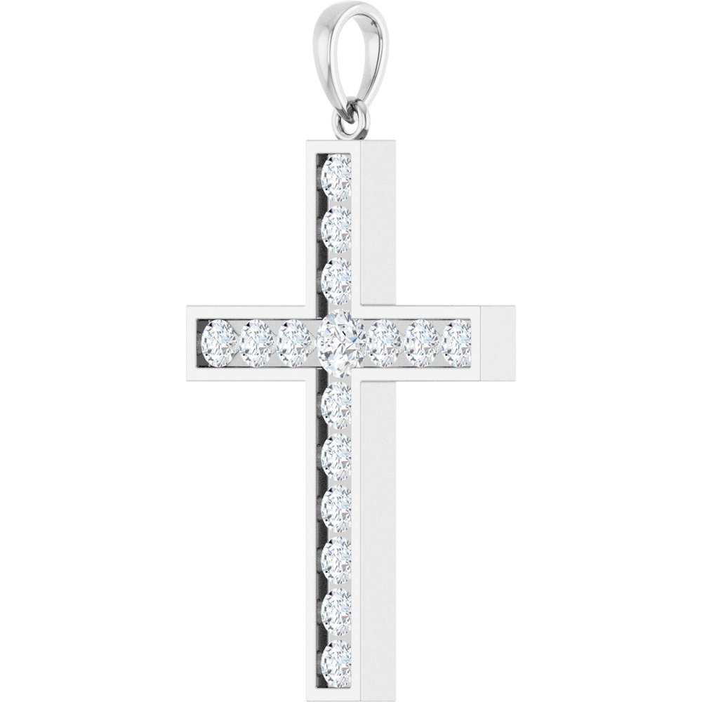 14K White Gold 1 CTW Lab-Grown Diamond Cross Pendant