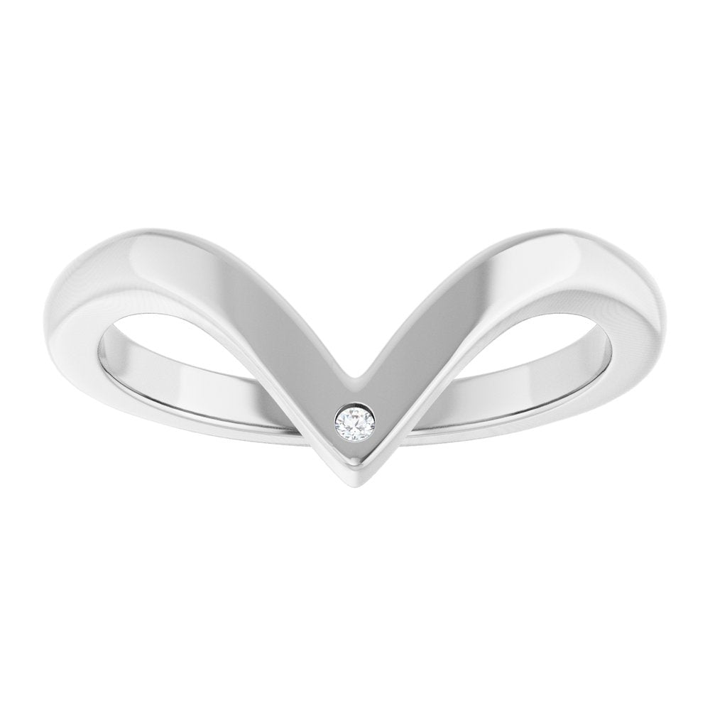 14K White Gold .0075 CT Natural Diamond Contour Band