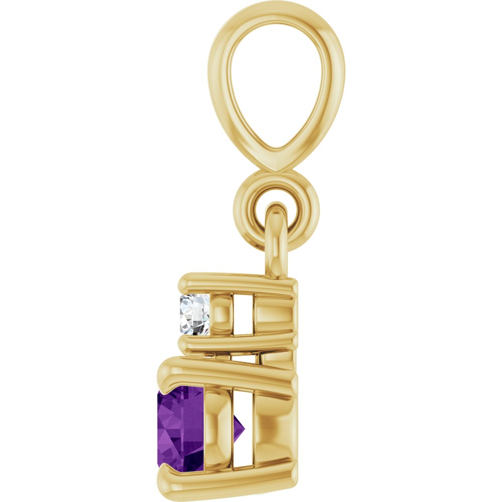 14K Yellow Gold Natural Amethyst & .03 CT Natural Diamond Pendant