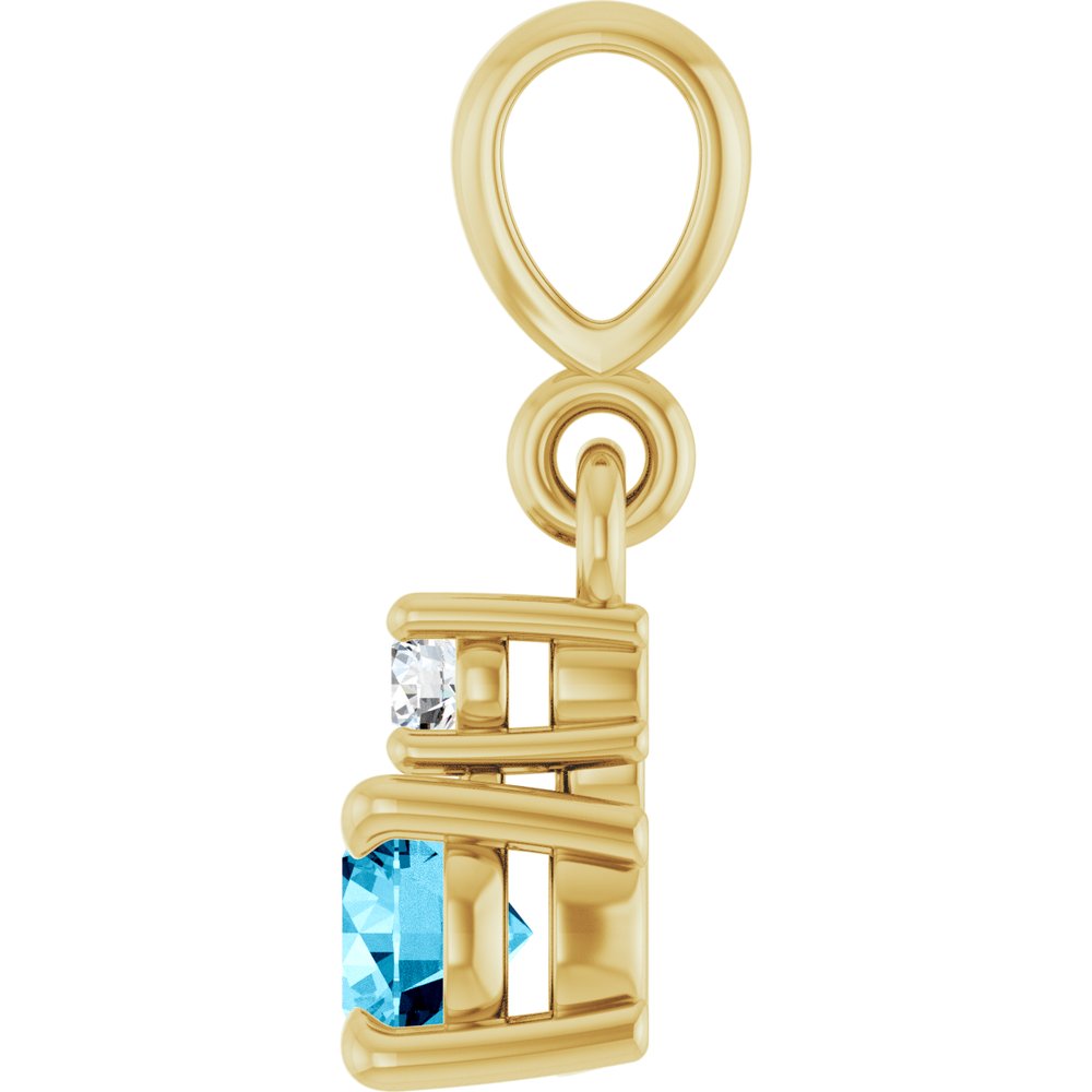 14K Yellow Gold Natural Aquamarine & .03 CT Natural Diamond Pendant
