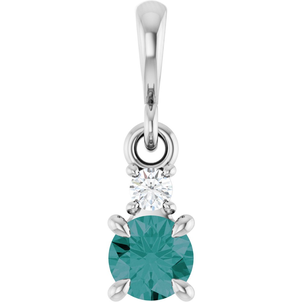 14K White Gold Lab-Grown Alexandrite & .03 CT Natural Diamond Pendant