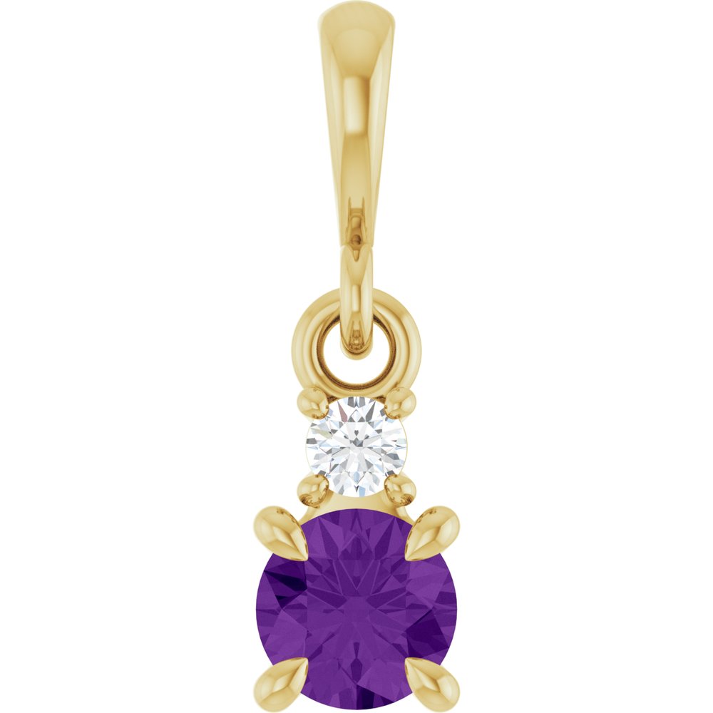 14K Yellow Gold Natural Amethyst & .03 CT Natural Diamond Pendant