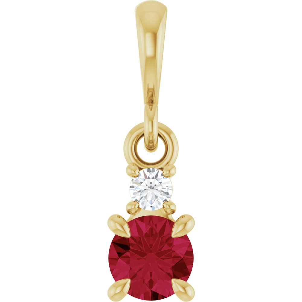 14K Yellow Gold Lab-Grown Ruby & .03 CT Natural Diamond Pendant