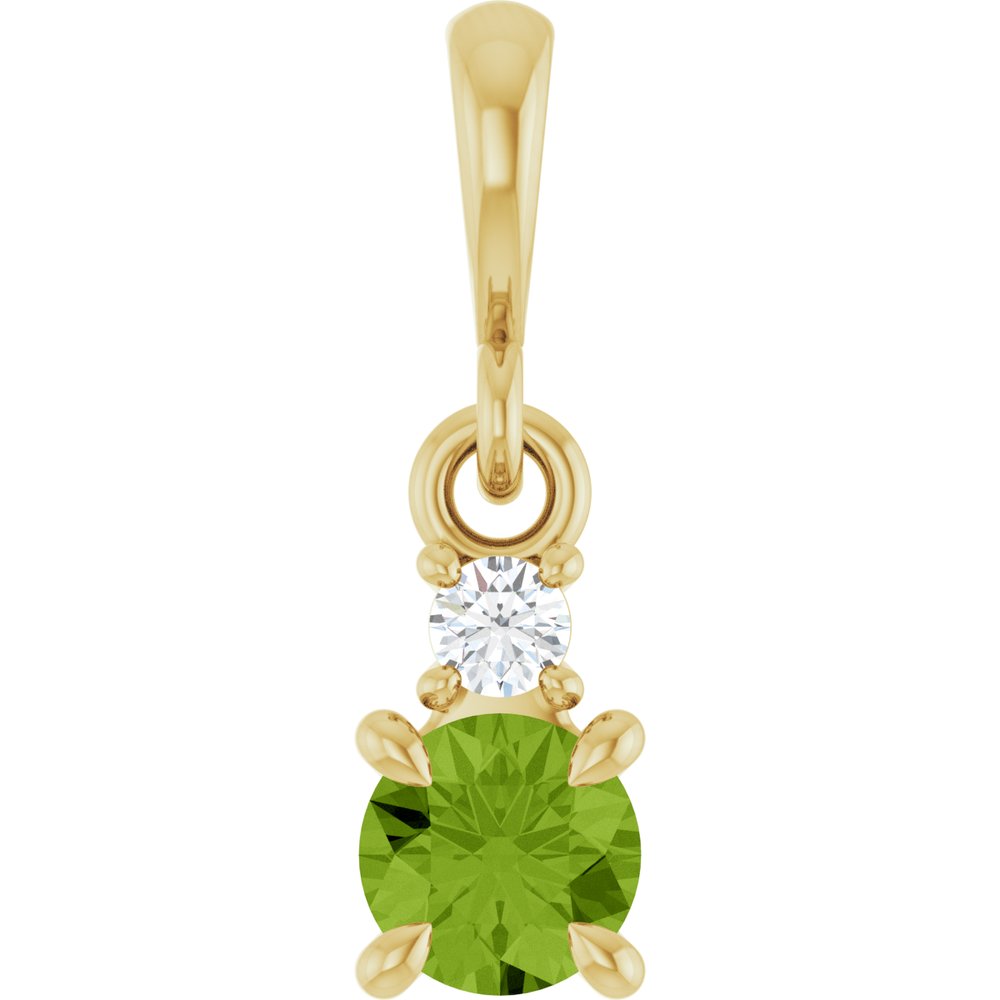 14K Yellow Gold Natural Peridot & .03 CT Natural Diamond Pendant