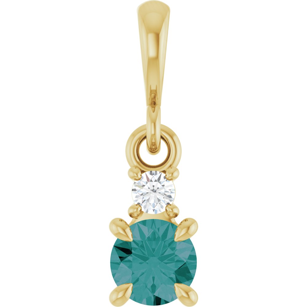 14K Yellow Gold Lab-Grown Alexandrite & .03 CT Natural Diamond Pendant