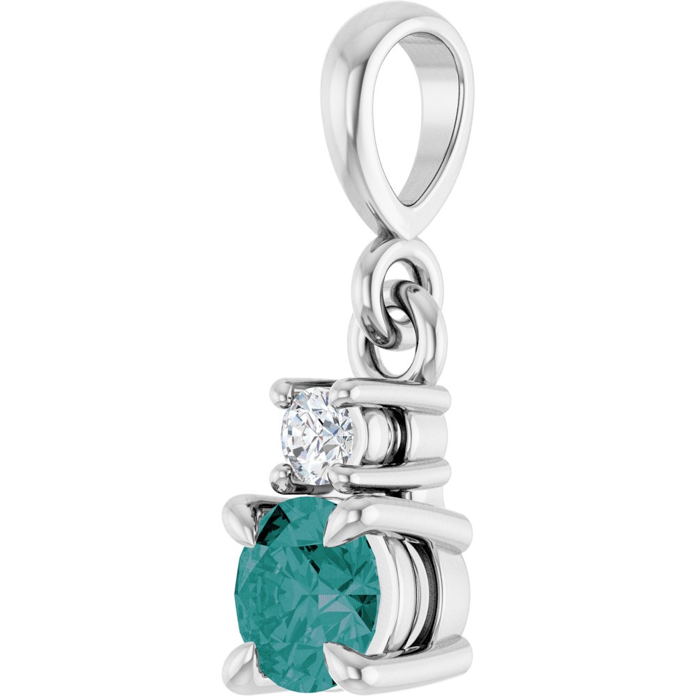 14K White Gold Lab-Grown Alexandrite & .03 CT Natural Diamond Pendant