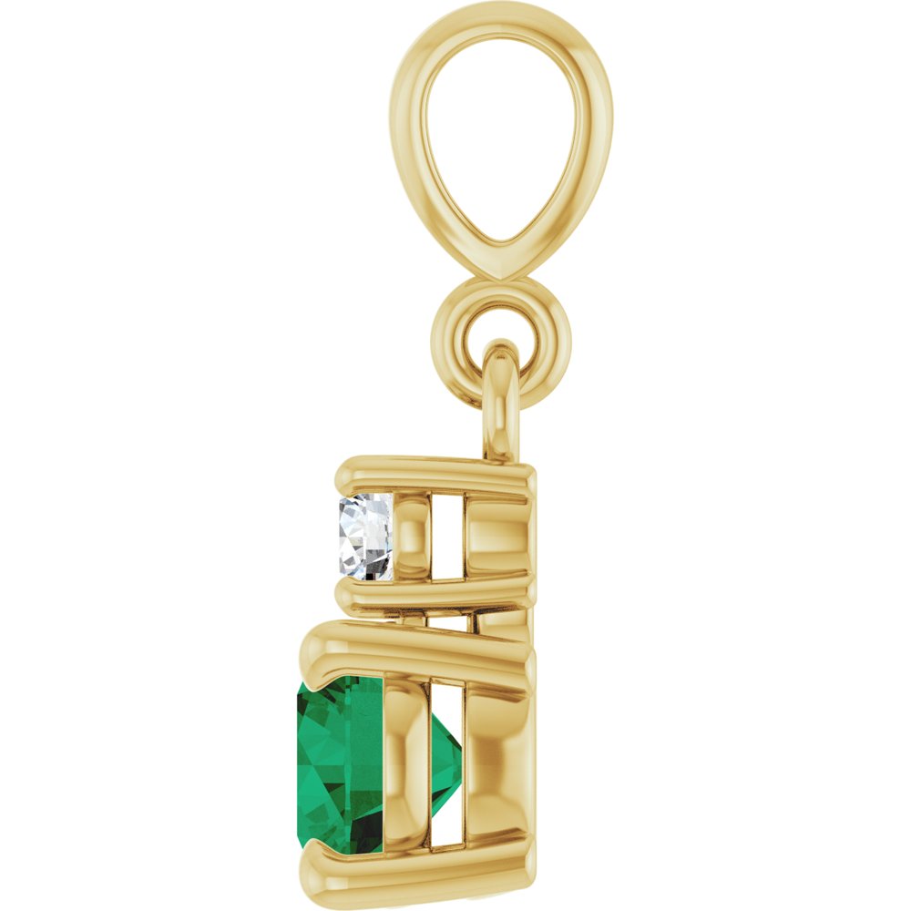 14K Yellow Gold Lab-Grown Ruby & .06 CT Natural Diamond Pendant