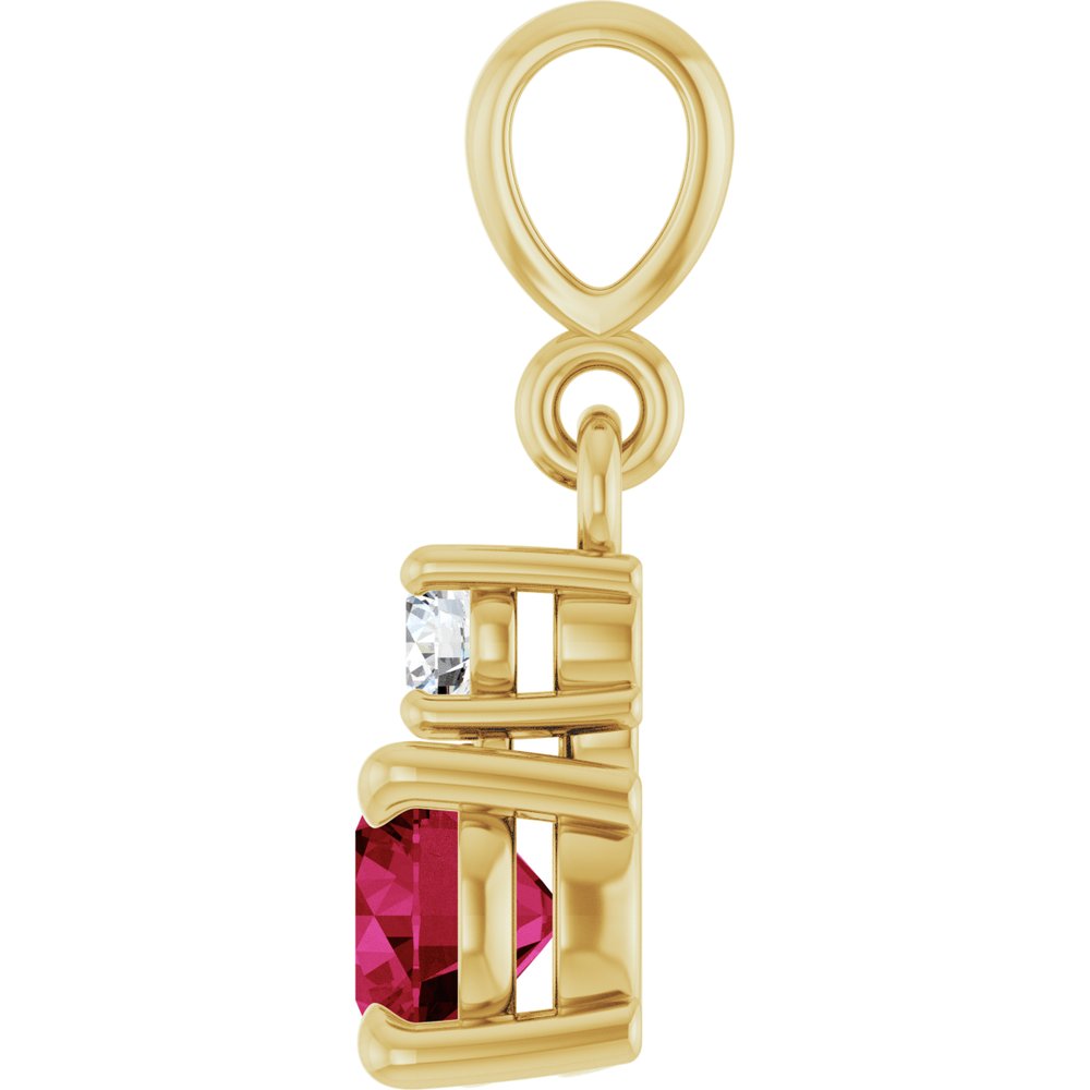 14K Yellow Gold Lab-Grown Ruby & .06 CT Natural Diamond Pendant